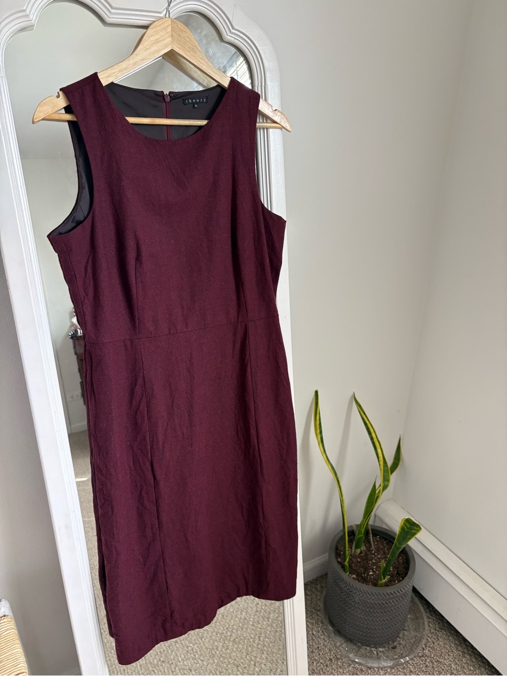 Theory Sleeveless Midi Dress in Burgundy